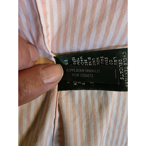 Lauren‎ Ralph Lauren Women's Medium Peach/Pink Striped Long Sleeve Button-Up Top - Picture 6 of 8